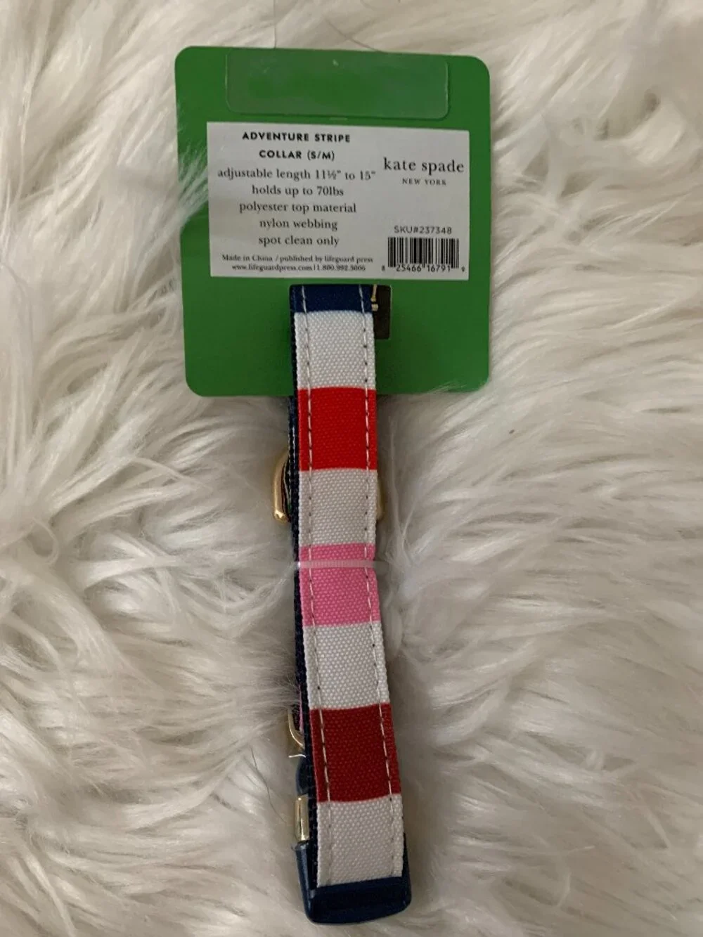 KATE SPADE Adventure Stripe Dog Collar in Sz SMALL/MEDIUM